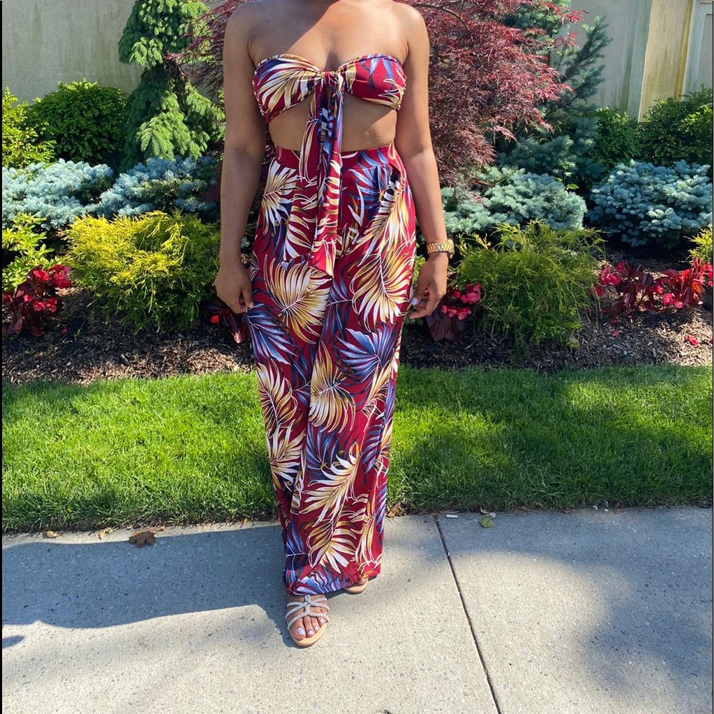 2 Piece Printed Pineapple Leaves Pant Set
